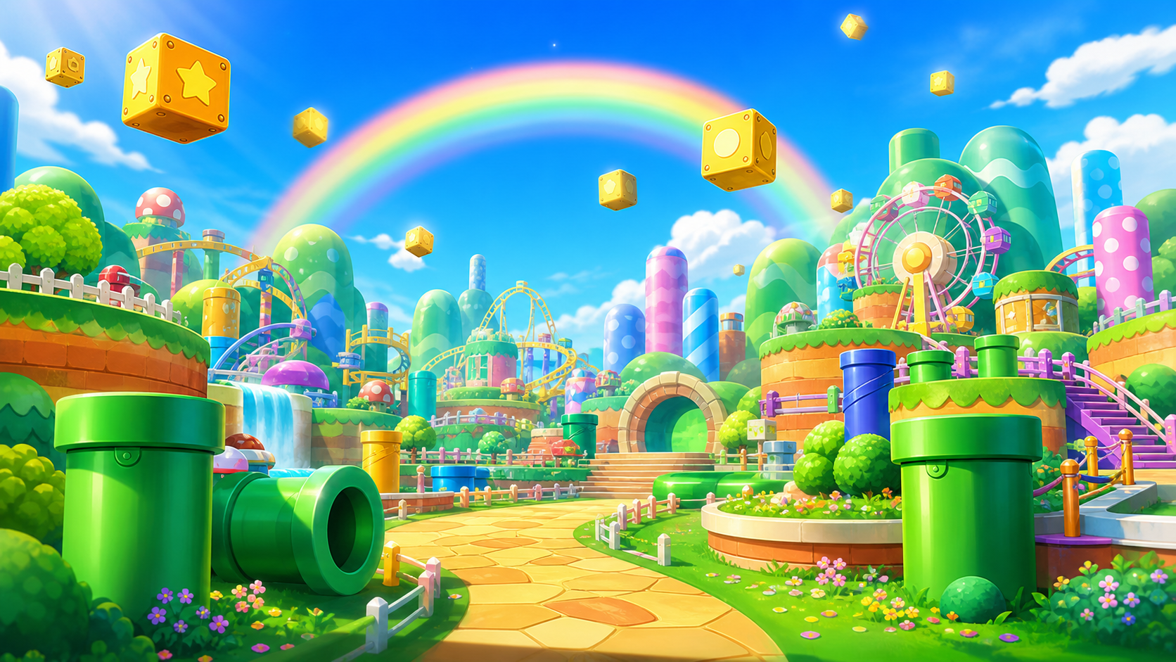 カラフルなゲームの世界をイメージしたイラスト
